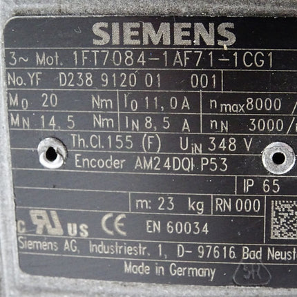 Siemens Simotics Servomotor 1FT7084-1AF71-1CG1 3000min-1 - Maranos.de