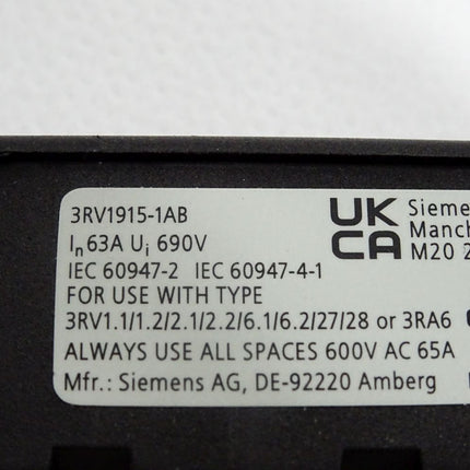 Siemens 3RV1915-1AB 3-Phasen-Sammelschiene / Neuwertig