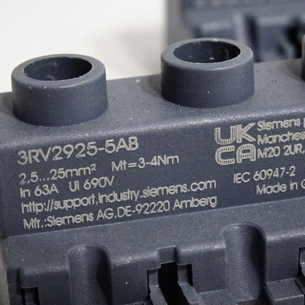 Siemens 3RV2925-5AB 3-Phasen-Einspeiseklemme / Inhalt:3 Stück / Neuwertig