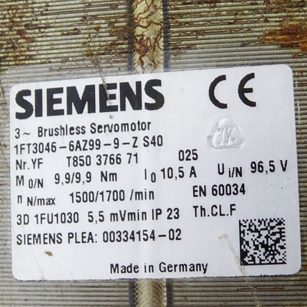 Siemens Simotics Servomotor 1FT3046-6AZ99-9-Z - Maranos.de