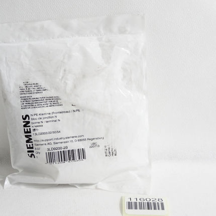 Siemens N/PE-Klemme Fronteinbau 3LD2003/22/50/54 / Neu OVP - Maranos.de