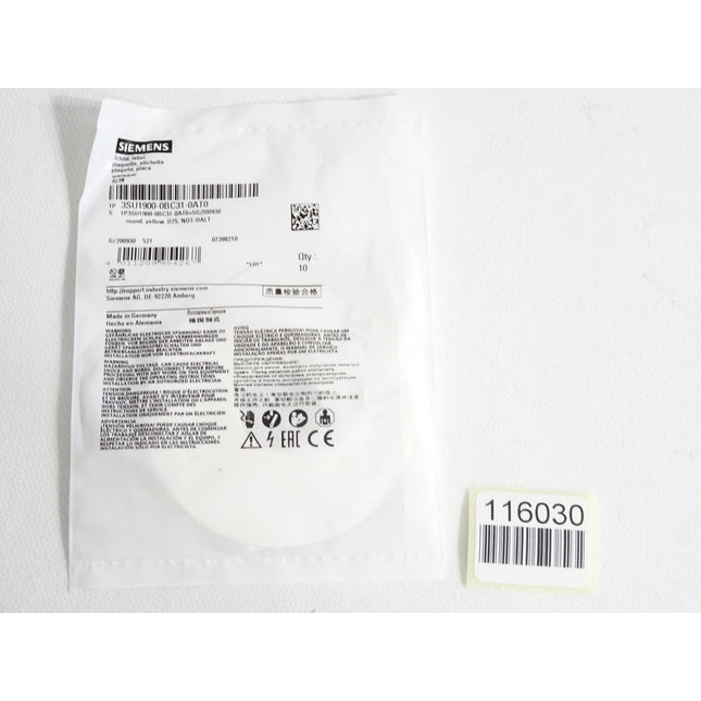 Siemens Schild Not-Halt 3SU1900-0BC31-0AT0 / Neu OVP - Maranos.de