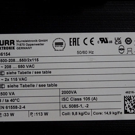 Murr Elektronik 86154 MST Einphasen Steuer- und Trenntransformator / Neuwertig - Maranos.de
