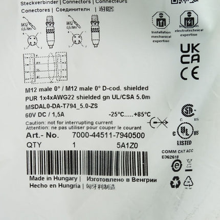 Murr Elektronik Kabel 7000-44511-7940500 / Neu OVP