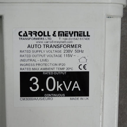 Carroll & Meynell Auto Transformer 3.0kVA 115V - Gehäuse leicht beschädigt - Maranos.de