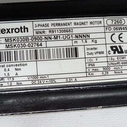 Rexroth Servomotor R911308682 MSK030B-0900-NN-M1-UG1-NNNN 9000min-1 - Maranos.de