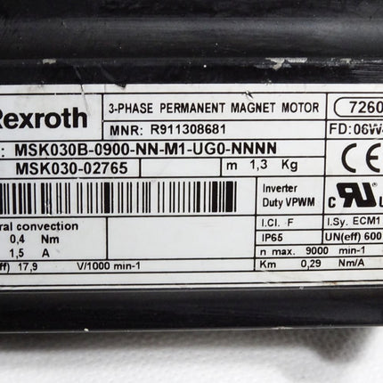 Rexroth Servomotor R911308681 MSK030B-0900-NN-M1-UG0-NNNN 9000min-1 - Maranos.de