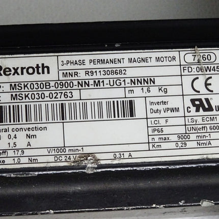 Rexroth Servomotor R911308682 MSK030B-0900-NN-M1-UG1-NNNN 9000min-1 - Maranos.de