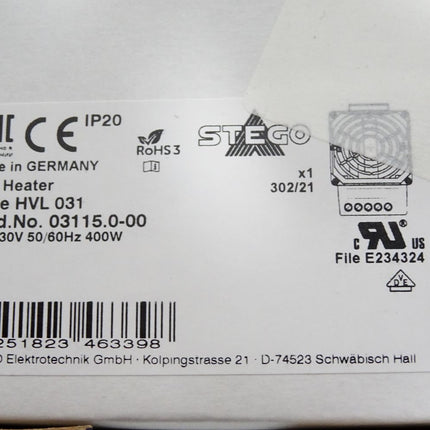 Stego Fan Heater HVL031 03115.0-00 Heizgebläse 400W / Neu OVP - Maranos.de