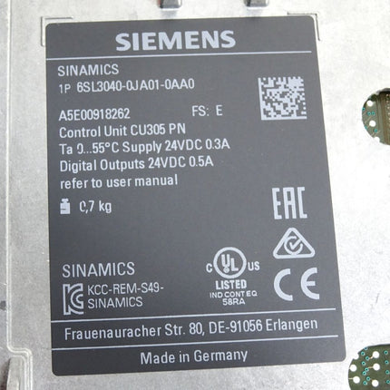 Siemens Sinamics Control Unit CU305PN 6SL3040-0JA01-0AA0 / Neuwertig - Maranos.de