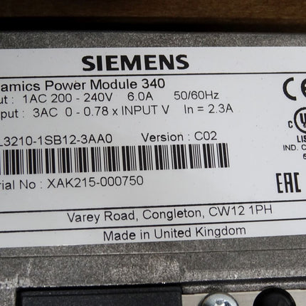 Siemens Sinamics Power Module 340 6SL3210-1SB12-3AA0 / Neu OVP - Maranos.de