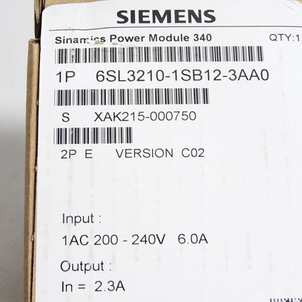 Siemens Sinamics Power Module 340 6SL3210-1SB12-3AA0 / Neu OVP - Maranos.de