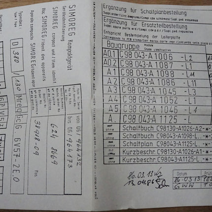 Siemens Simoreg 6RA2632-6DV57-0 -ZY26 6RA8261-3B -2CA00 C98130-A1002-C76-03-25
