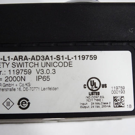 Euchner MGB-H-AA1A3-L-111158 + MGB-L1-ARA-AD3A1-S1-L-119759 / leicht beschädigt - Maranos.de