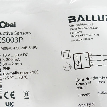 Balluff Indutiver Sensor BES003P BES M08MI-PSC20B-S49G / Neu OVP - Maranos.de