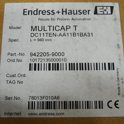 Endress+Hauser Füllstandsonde MULTICAP T DC11TEN-AA11B1BA31 560mm 942205-9000 / Neu OVP - Maranos.de