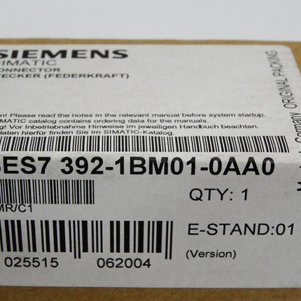 Siemens Stecker 6ES7392-1BM01-0AA0 6ES7 392-1BM01-0AA0 / Neu OVP versiegelt - Maranos.de