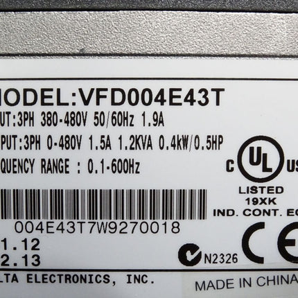 Delta VFD004E43T Frequenzumrichter 0.4kW / Neuwertig - Maranos.de