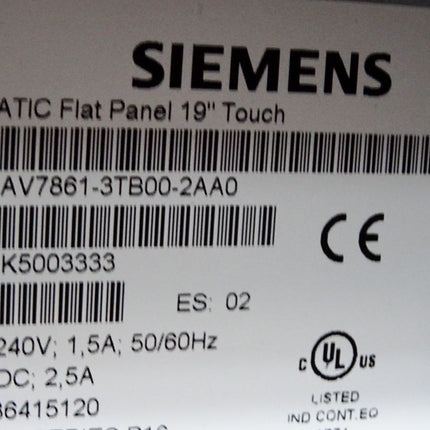 Siemens 19" Flat Panel 6AV7861-3TB00-2AA0 6AV7 861-3TB00-2AA0 / Neu OVP - Maranos.de