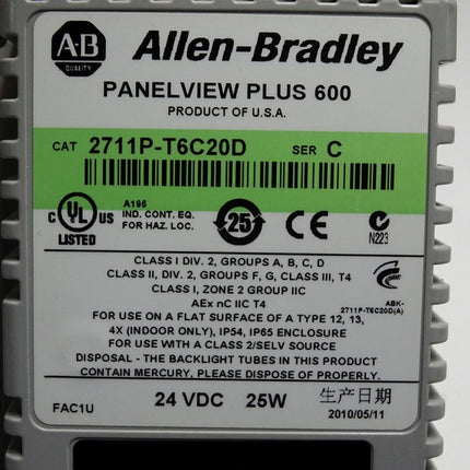 Allen Bradley Panel View Plus 600 2711P-T6C20D mit Halterungen - Maranos.de