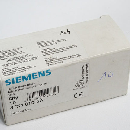 Siemens Hilfsschalterblock 3TX4010-2A / Inhalt:10 Stück / Neu OVP - Maranos.de
