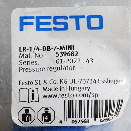 Festo Druckregelventil 539682 LR-1/4-DB-7-MINI / Neu OVP - Maranos.de
