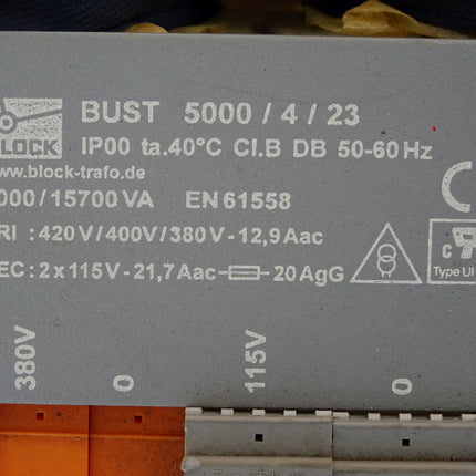 Block Trafo Steuertransformator BUST 5000/4/23 - Maranos.de