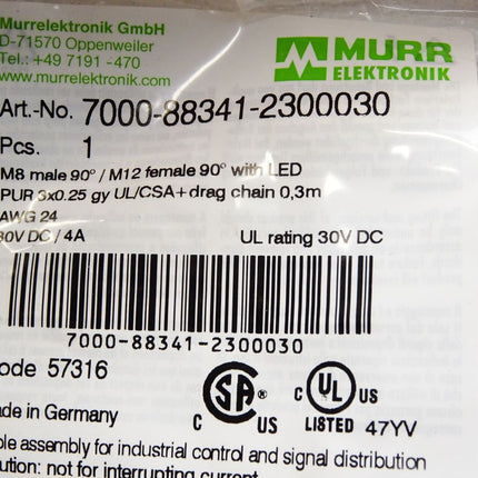 Murr Elektronik Kabel 7000-88341-2300030 / Neu OVP - Maranos.de