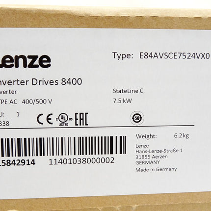 Lenze Inverter Drives 8400 7.5kW E84AVSCE7524VX0 15842914 / Neu OVP versiegelt - Maranos.de