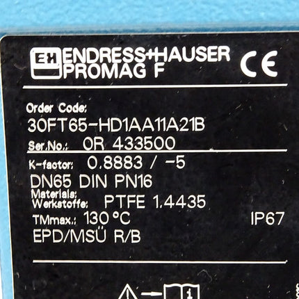 Endress+Hauser Magnetisch-induktives Durchfluss-Messgerät Promag30F 30FT65-HD1AA11A21B - Maranos.de