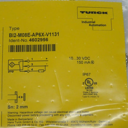 Turck BI2-M08E-AP6X-V1131 Induktiver Sensor 46029556 Neu-Versiegelt