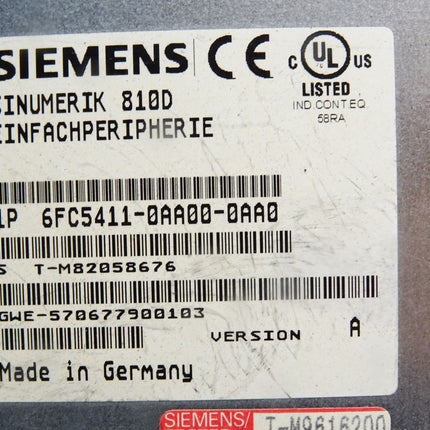 Siemens Sinumerik 810D Einfachperipherie 6FC5411-0AA00-0AA0 Version A