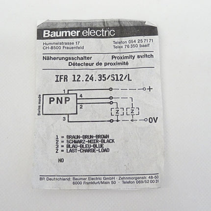 Baumer electric IFR 12.21.35/S12/L Näherungsschalter IFR122135S12L NEU