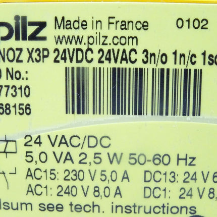 Pilz 777310 Sicherheitsschaltgerät PNOZ X3P 24VDC 24VAC 3n/o 1n/c 1so