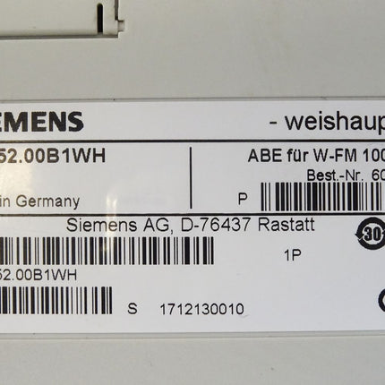 Siemens Weishaupt Display and operator unit AZL52.00B1WH / ABE für W-FM100/200
