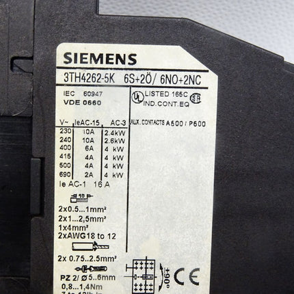 Siemens Hilfsschütz 62E 3TH4262-5K 6S+2Ö / 6NO+2NC