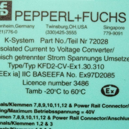 Pepperl+Fuchs K-System 72028 KFD2-CV-Ex1.30.310 - Maranos.de