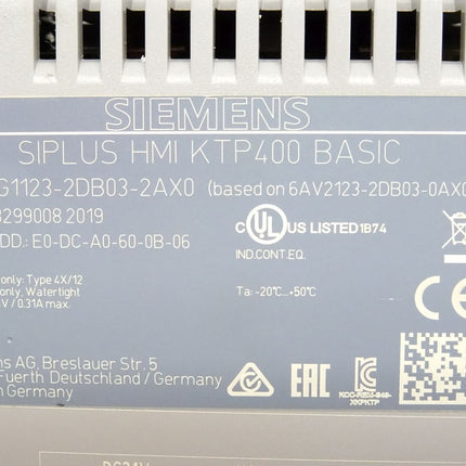 Siemens SIPLUS HMI KTP400 KP Basic Panel 6AG1123-2DB03-2AX0