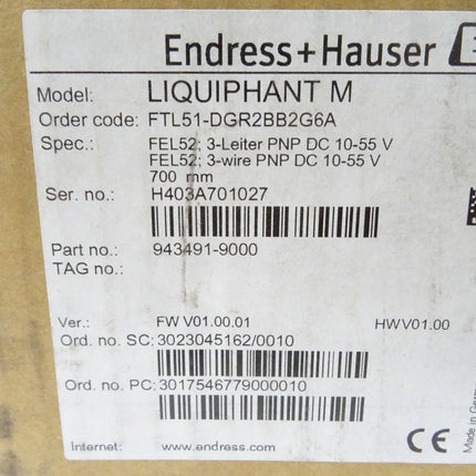Endress + Hauser Liquiphant M / FTL51-DGR2BB2G6A / Neu OVP