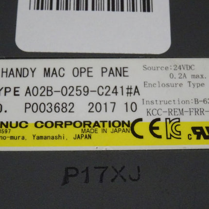 Fanuc A02B-0259-C241 #A Handy Mac OPE Pane P003682 / 24VDC NEU