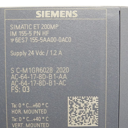 Siemens ET200MP IM155-5 6ES7155-5AA00-0AC0 6ES7 155-5AA00-0AC0 - Maranos.de