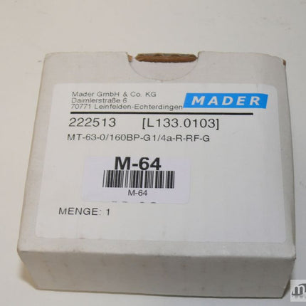 MADER 222513 Glyzerin-Rohrfeder-Manometer MT-63-0 / G 1/4B