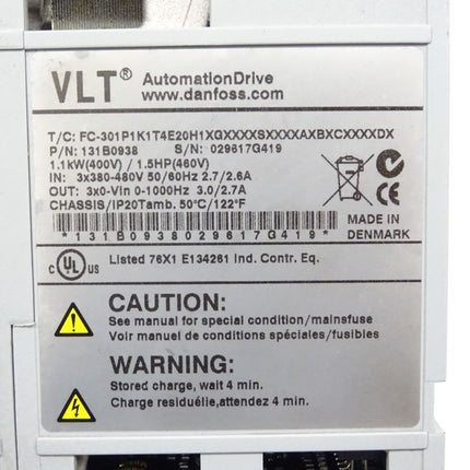 Danfoss VLT Automation Drive 131B0938 Frequenzumrichter 1,1kW