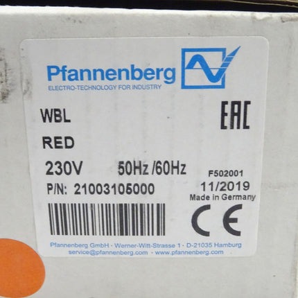 Pfannenberg WBL Blitzleuchte 21003105000 Rot/Orange NEU/OVP