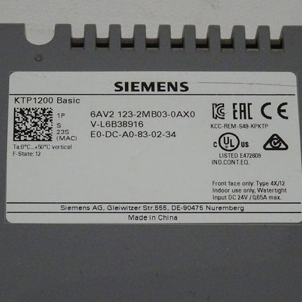 Siemens A5E31818598 Rückschale für KTP1200 Basic 6AV2123-2MB03-0AX0
