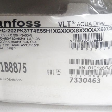 Danfoss Frequenzumrichter VLT Aqua Drive 0.37kW FC-202PK37T4E55H1XGXXXXSXXXXAXBXCXXXXDX / 131B8875 Neu OVP