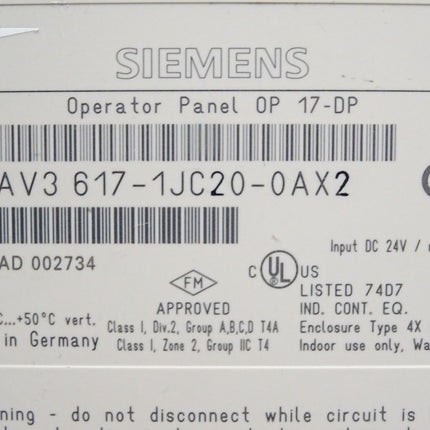Siemens Backcover Rückschale Panel OP17-DP 6AV3617-1JC20-0AX2 6AV3 617-1JC20-0AX2 - Maranos.de