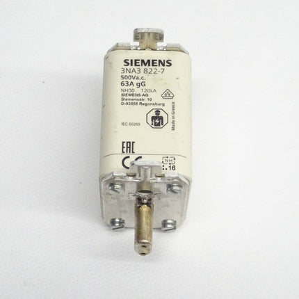 Siemens 3NA3822-7 NH-Sicherungseinsatz 3NA3 822-7