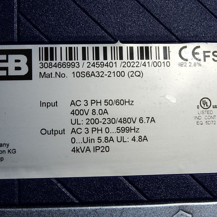 KEB 10S6A32-2100 Servo Drive 2.2kW COMBIVERT S6 / Neu OVP - Maranos.de