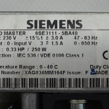 Siemens MicroMaster 6SE3011-5BA00 / 6SE3 011-5BA00